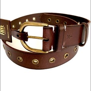 NEW FRYE Belt Brown Grommet belt size M
